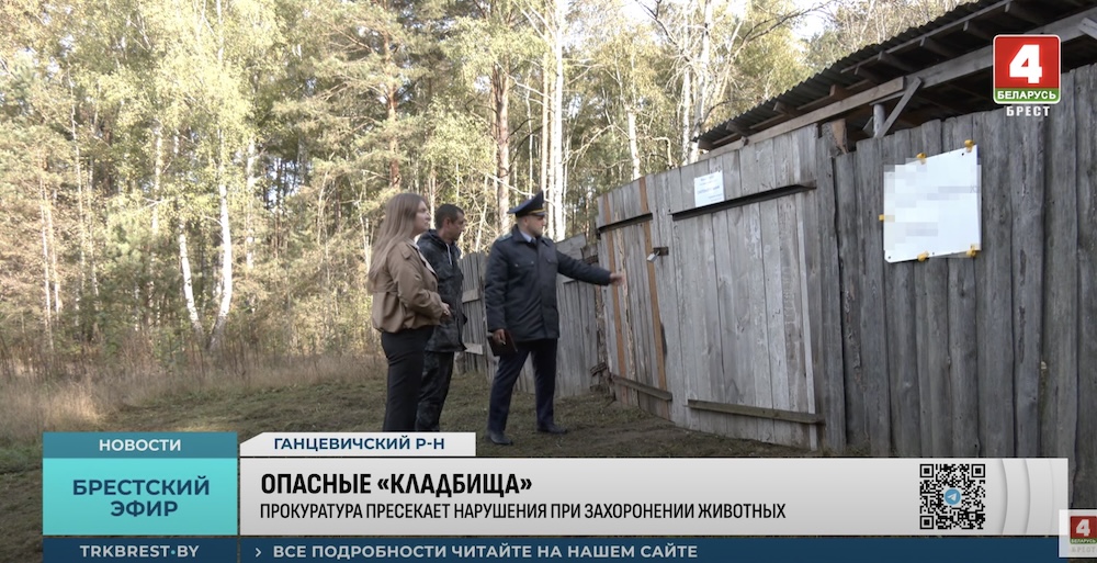 Прокуроры Брестчины и ветврач на скотомогильнике в Ганцевичском районе