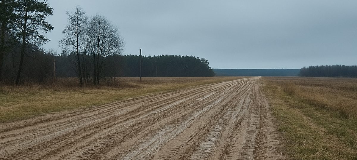 разбітая дарога ў вёсцы