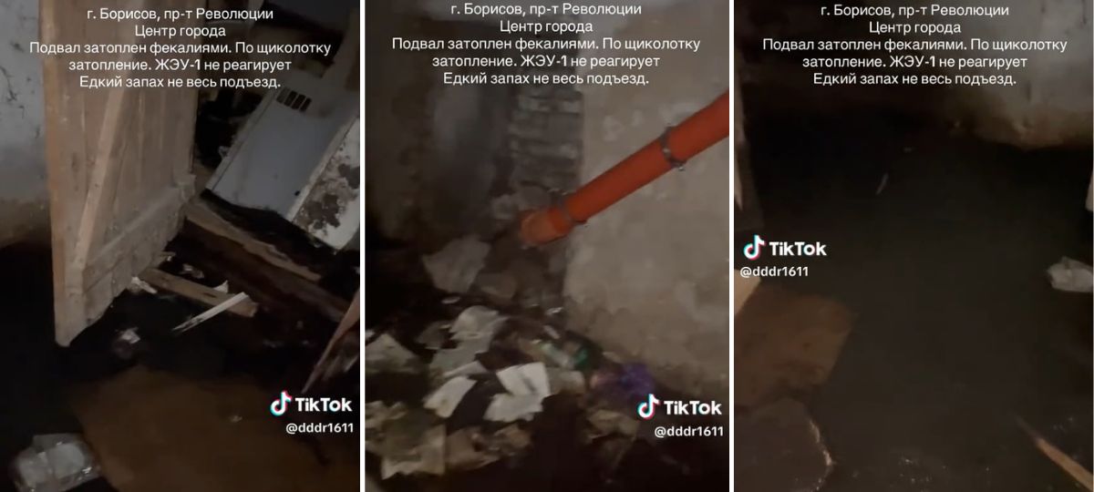 Подвал в доме в центре Борисова до устранения проблемы. Коллаж BGmedia