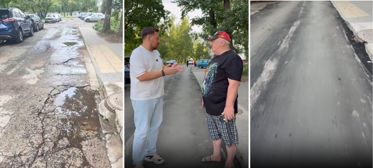 В Могилеве заделали ямы во дворе только после обращения к сенатору. Коллаж BGmedia